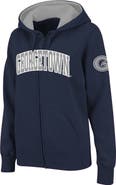 COLOSSEUM Women's Stadium Athletic Navy Georgetown Hoyas Arched Name Full-Zip Hoodie