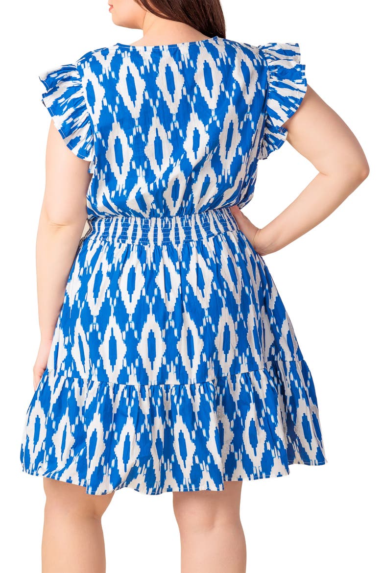 Print Woven Minidress, Alternate, color, OFF WHITE BLUE