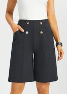 Betabrand Atlantic Wide Leg Bermuda Shorts Stretch Ponte