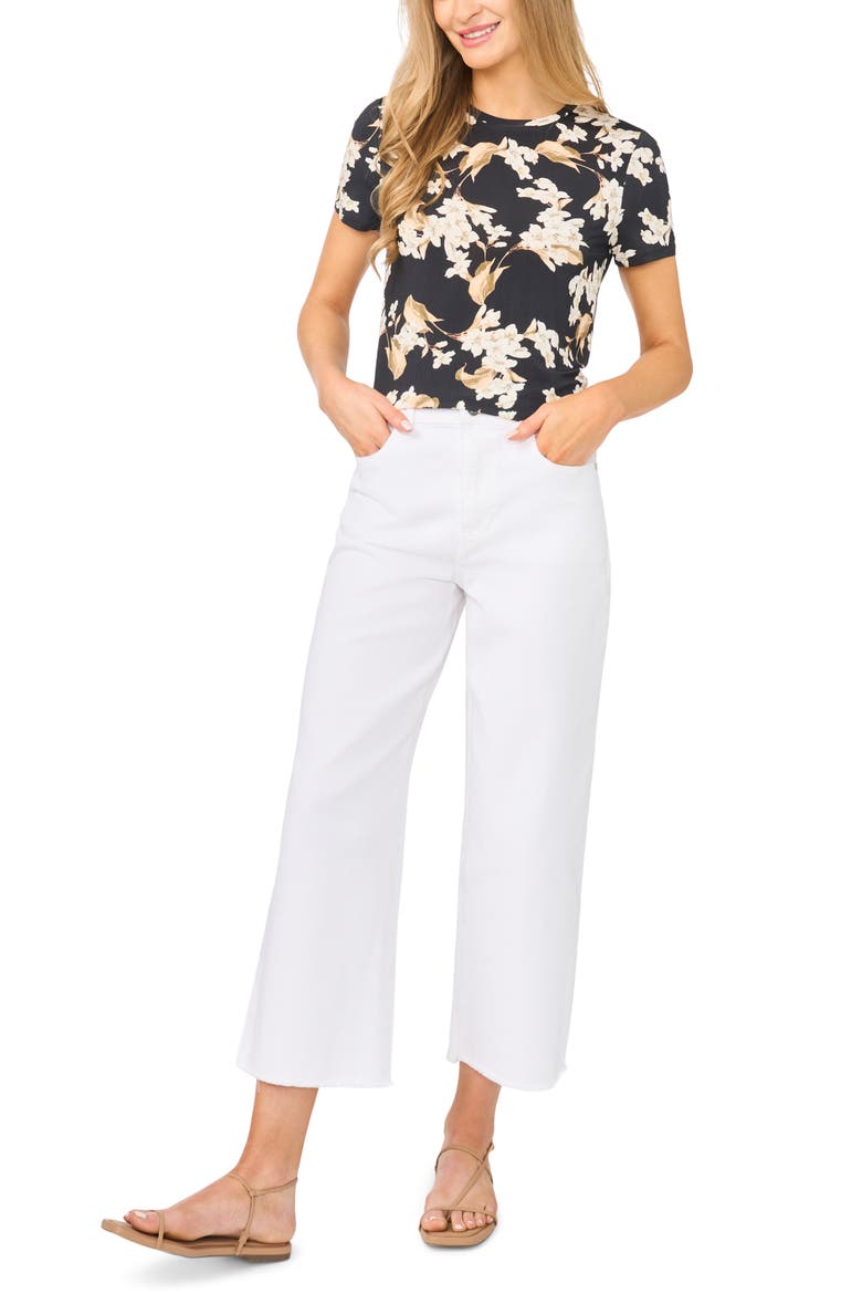 Spencer Floral Short Sleeve Top, Alternate, color, RICH BLACK
