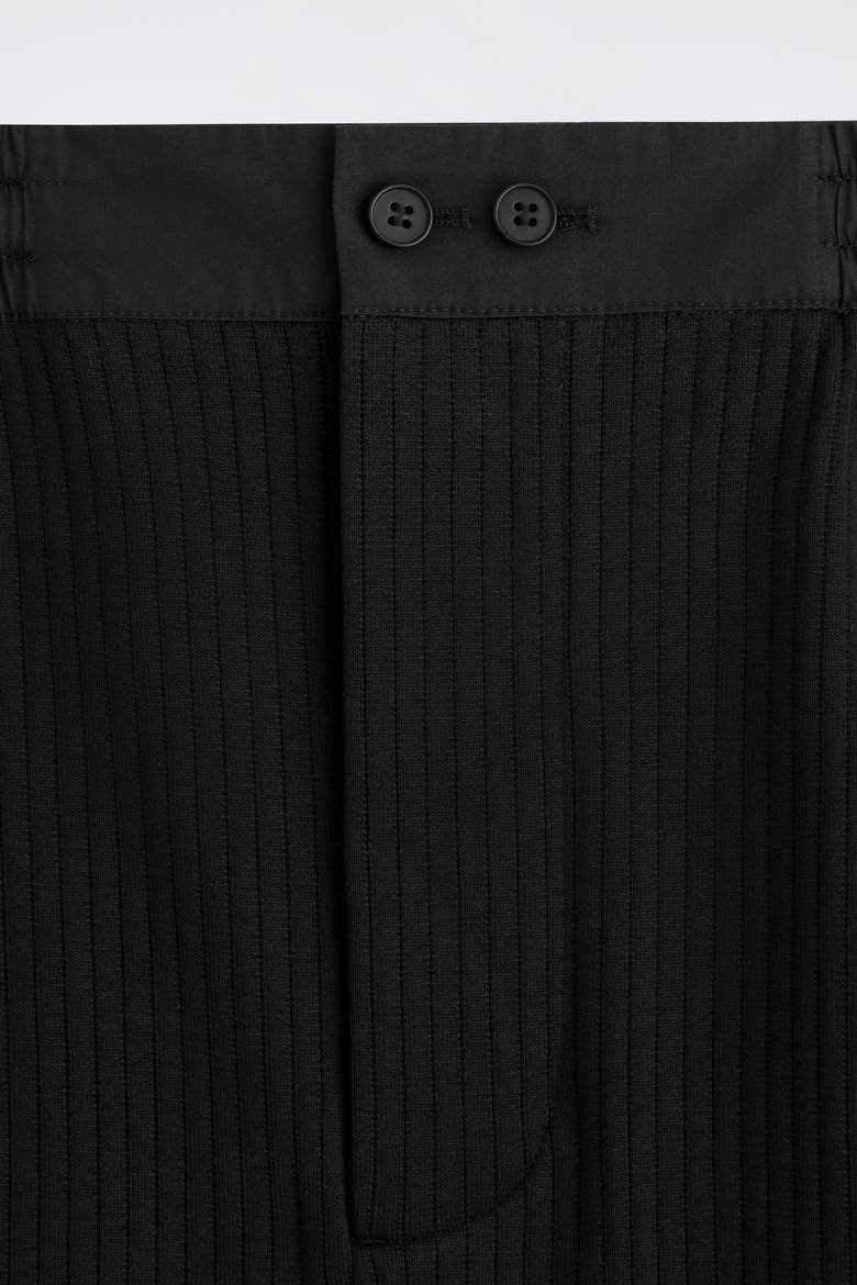 Ribbed Cotton-jersey Shorts, Alternate, color, BLACK