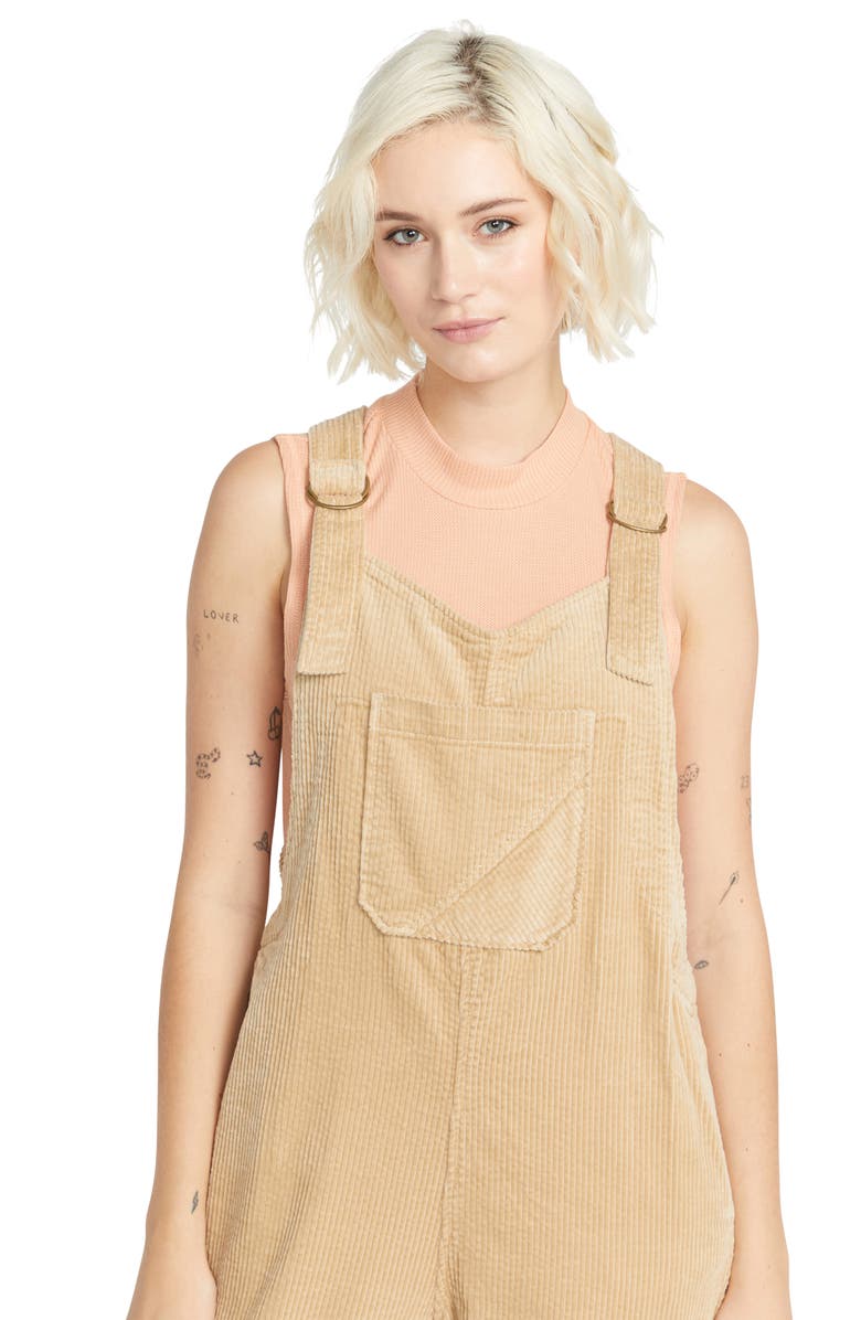 Volcom Stone Street Cotton Corduroy Overalls, Alternate, color, 