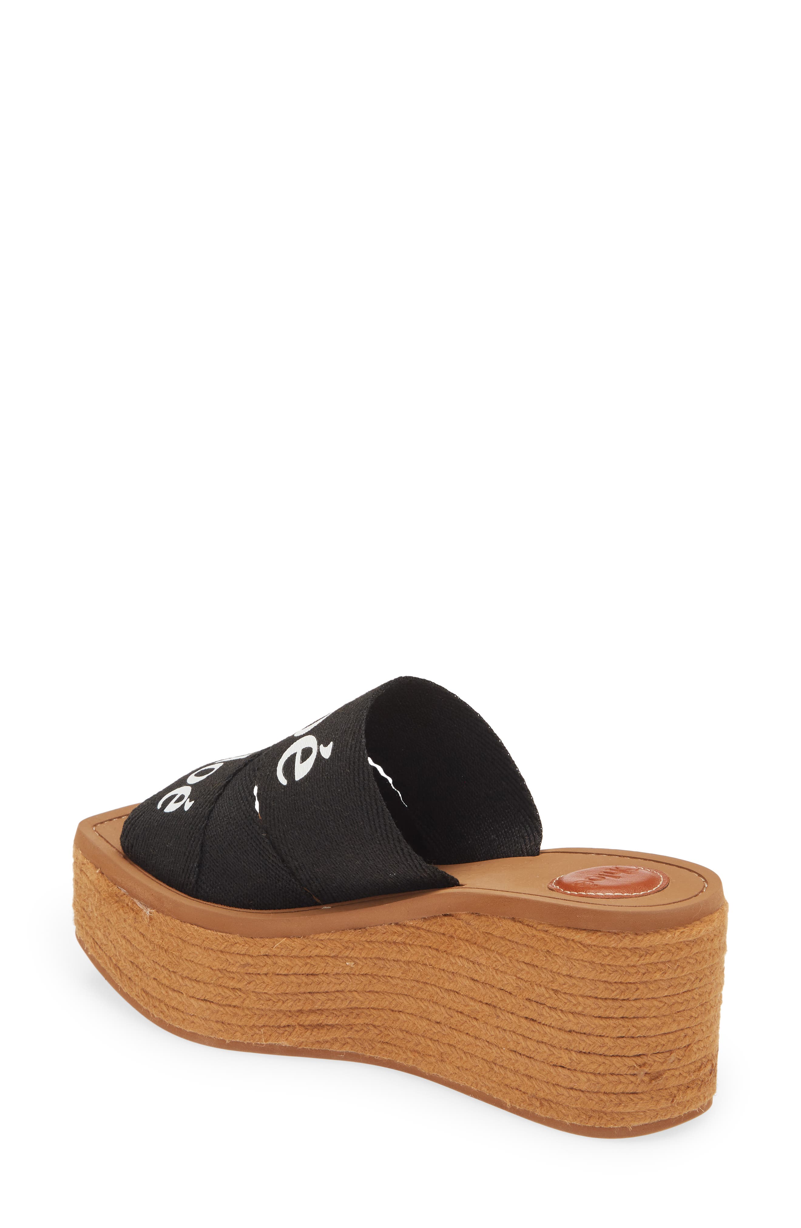 Chloé Woody Logo Espadrille Platform Slide Sandal, Alternate, color, 