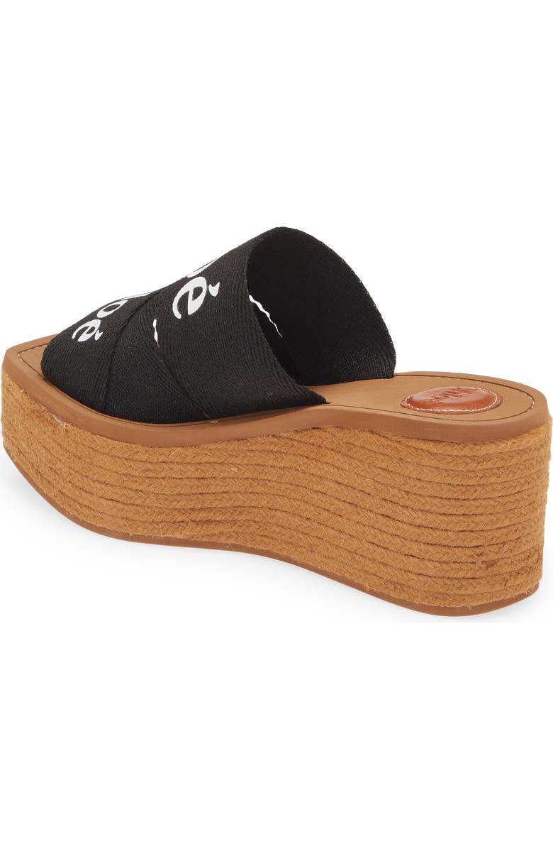 Chloé Woody Logo Espadrille Platform Slide Sandal, Alternate, color,
