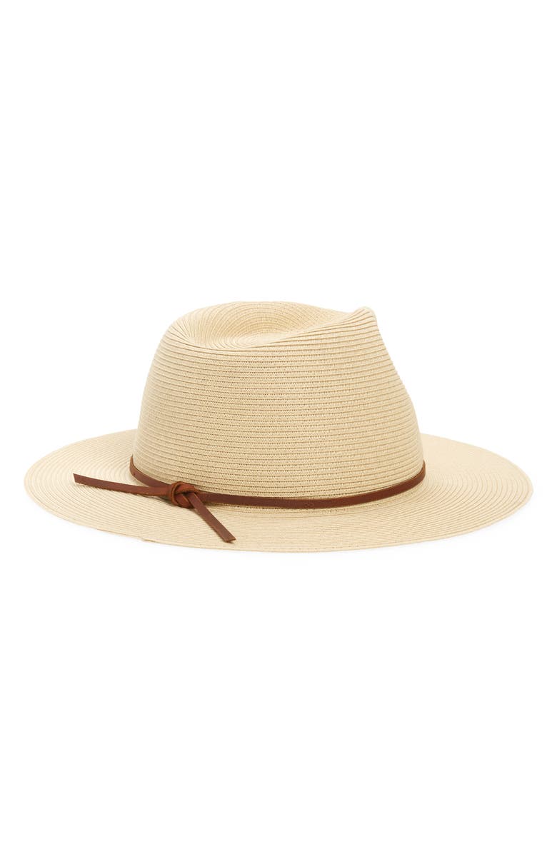 Brixton Wesley Packable Straw Fedora, Alternate, color, Tan