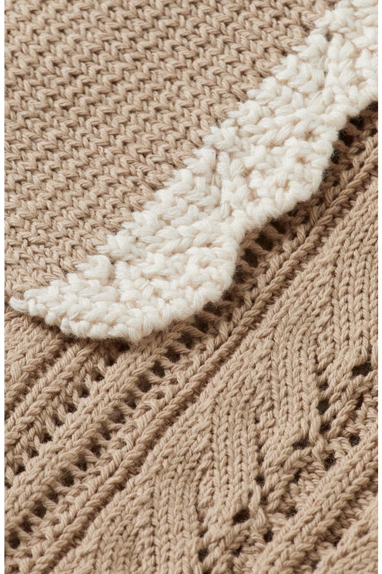 Collar Pointelle Short Sleeve Sweater, Alternate, color, PLAZA TAUPE