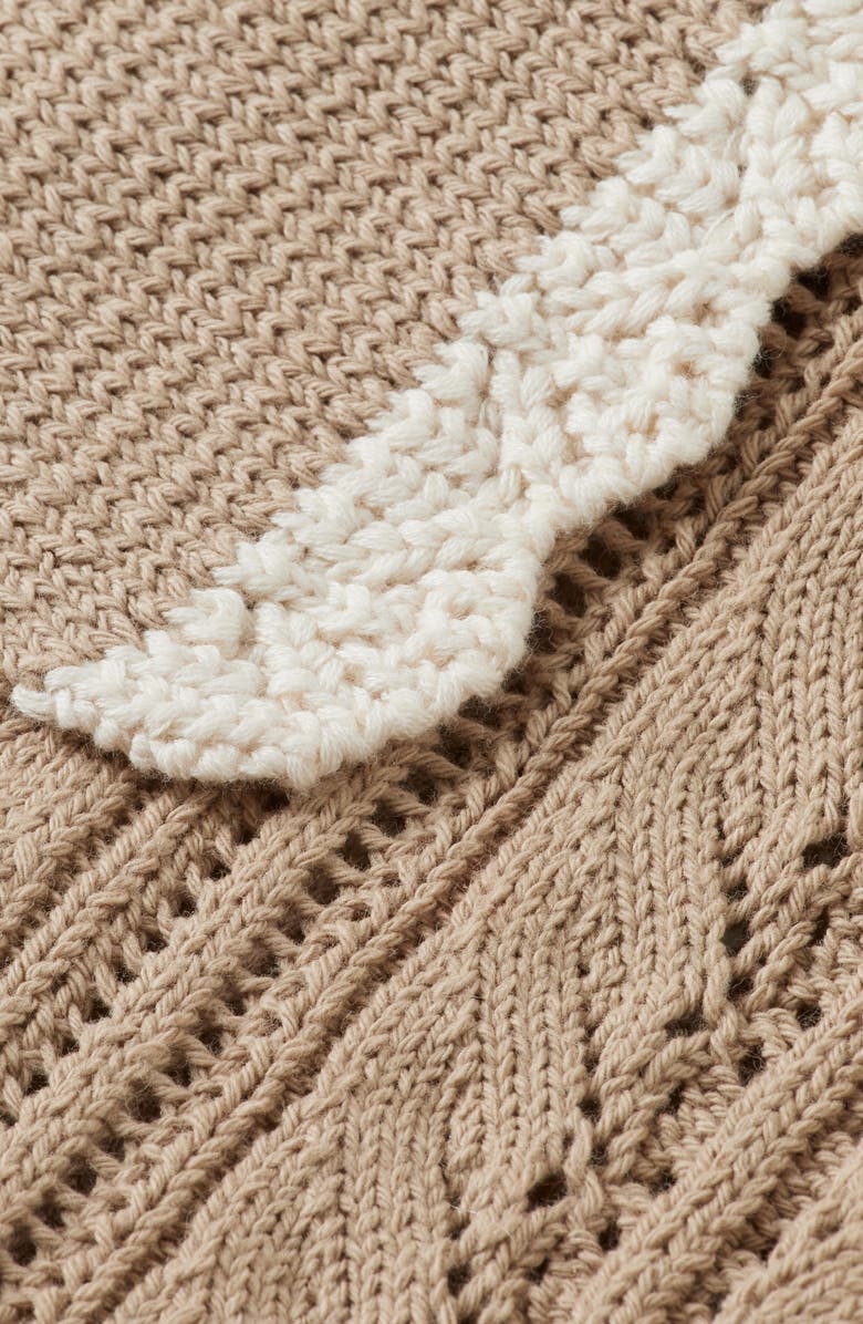 Scotch & Soda Collar Pointelle Short Sleeve Sweater, Alternate, color, Plaza Taupe