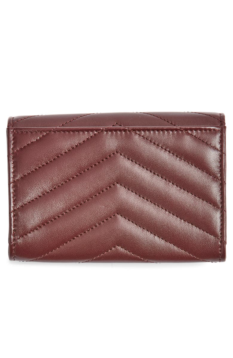 Saint Laurent Small Matelassé Leather Envelope Wallet, Alternate, color, Rouge Cabernet