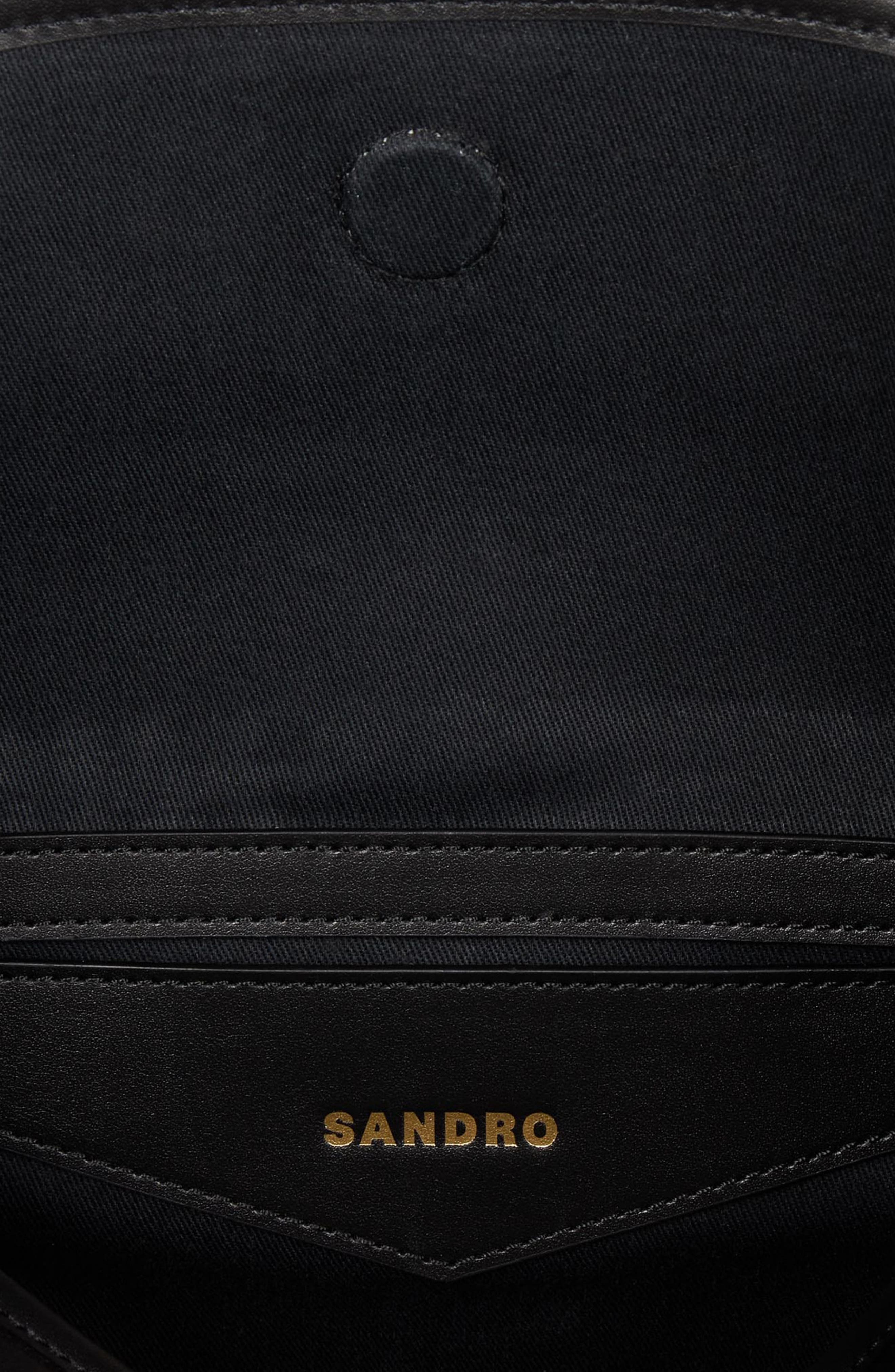 SANDRO Leather bucket bag TANGOSO, Alternate, color, Black