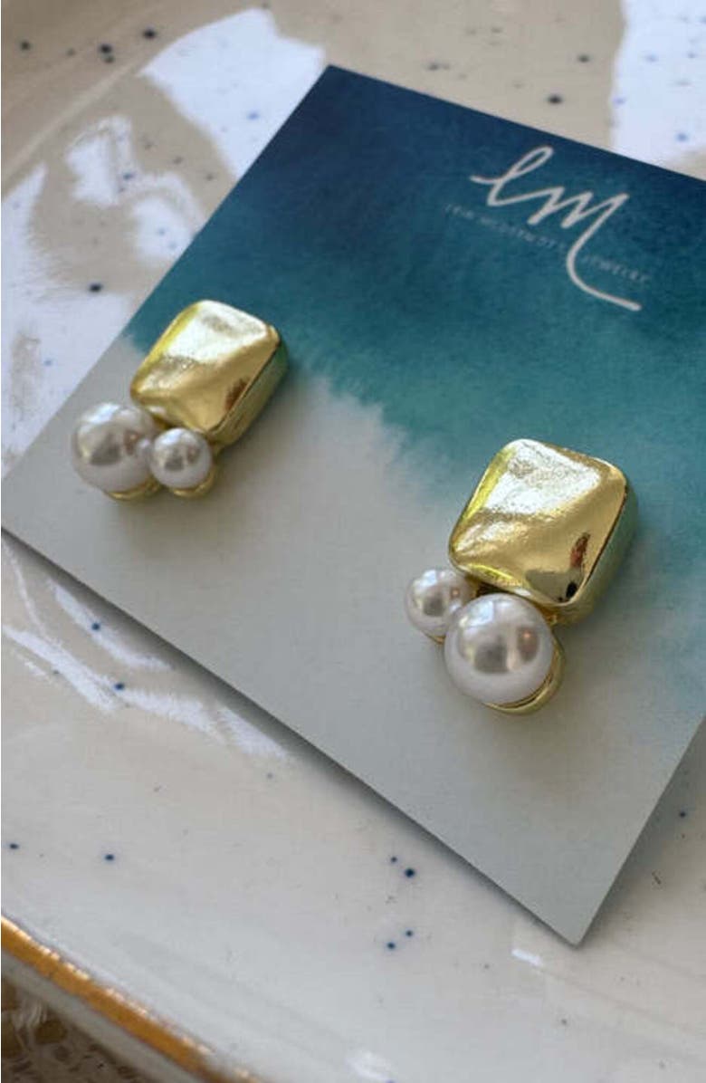 Erin McDermott Jewelry Pearl and Gold Studs, Alternate, color, 