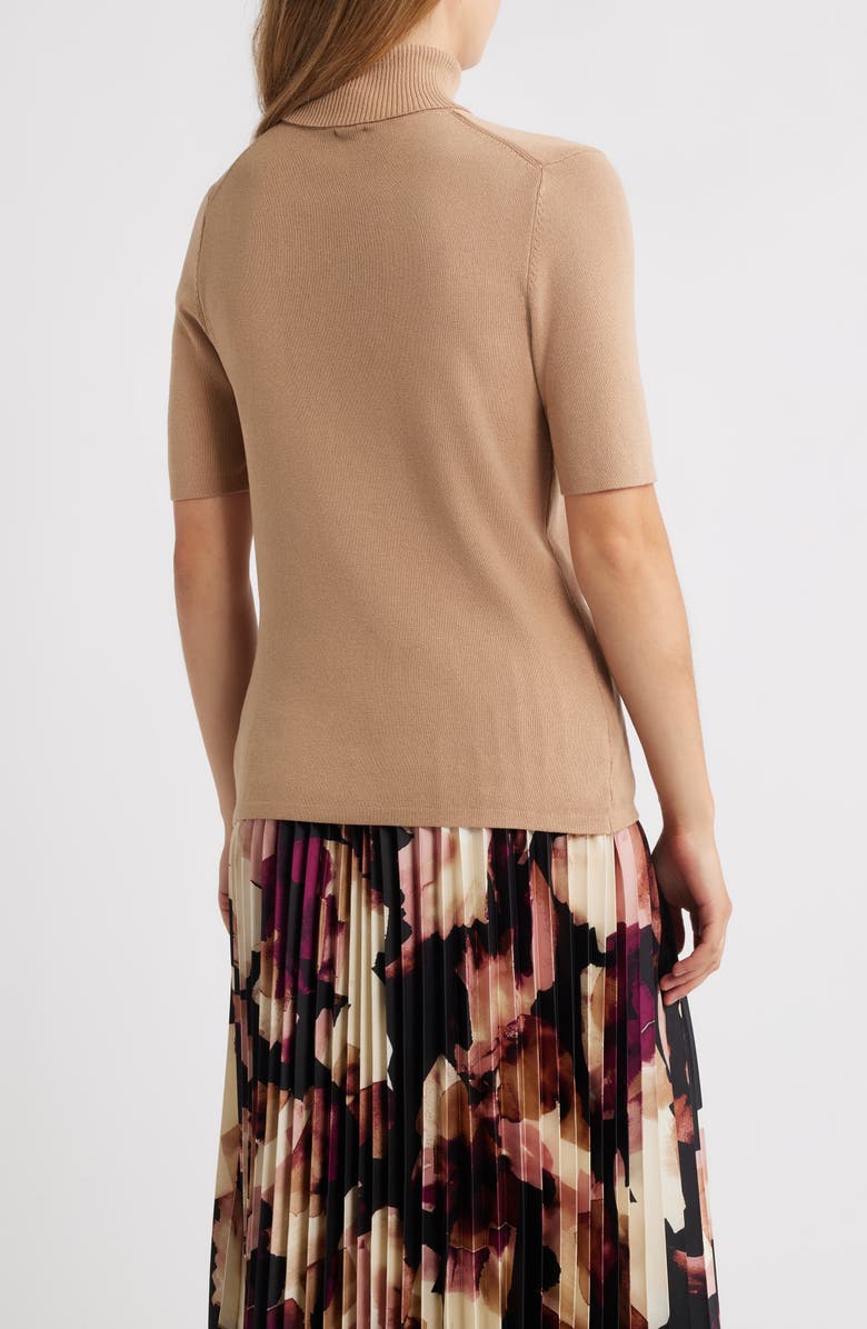 Anne Klein Short Sleeve Turtleneck Sweater, Alternate, color, Light Coffee