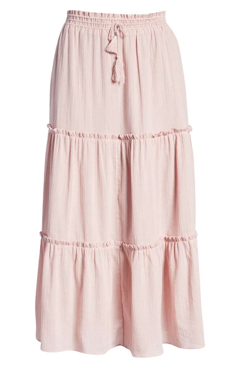Madewell Drawstring Tiered Maxi Skirt, Alternate, color,