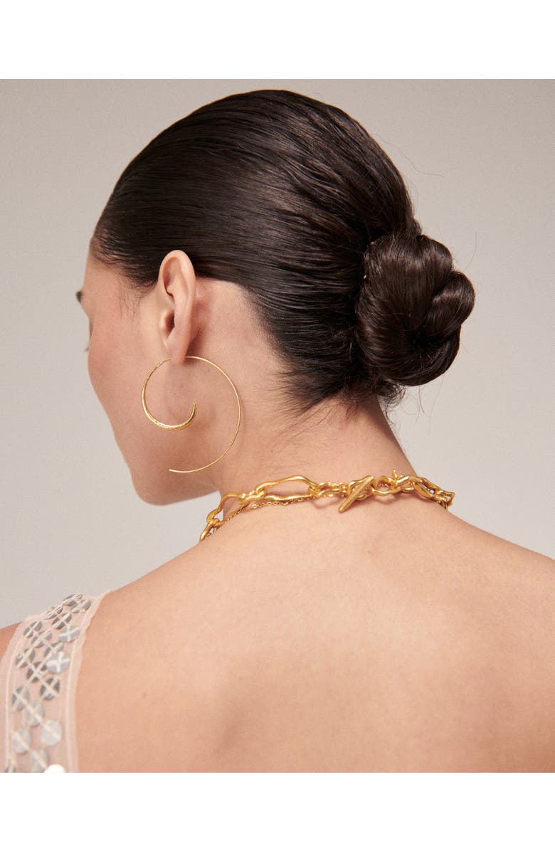 Ottoman Hands Aegina Pull Through Hoop Earrings, Alternate, color, Brass