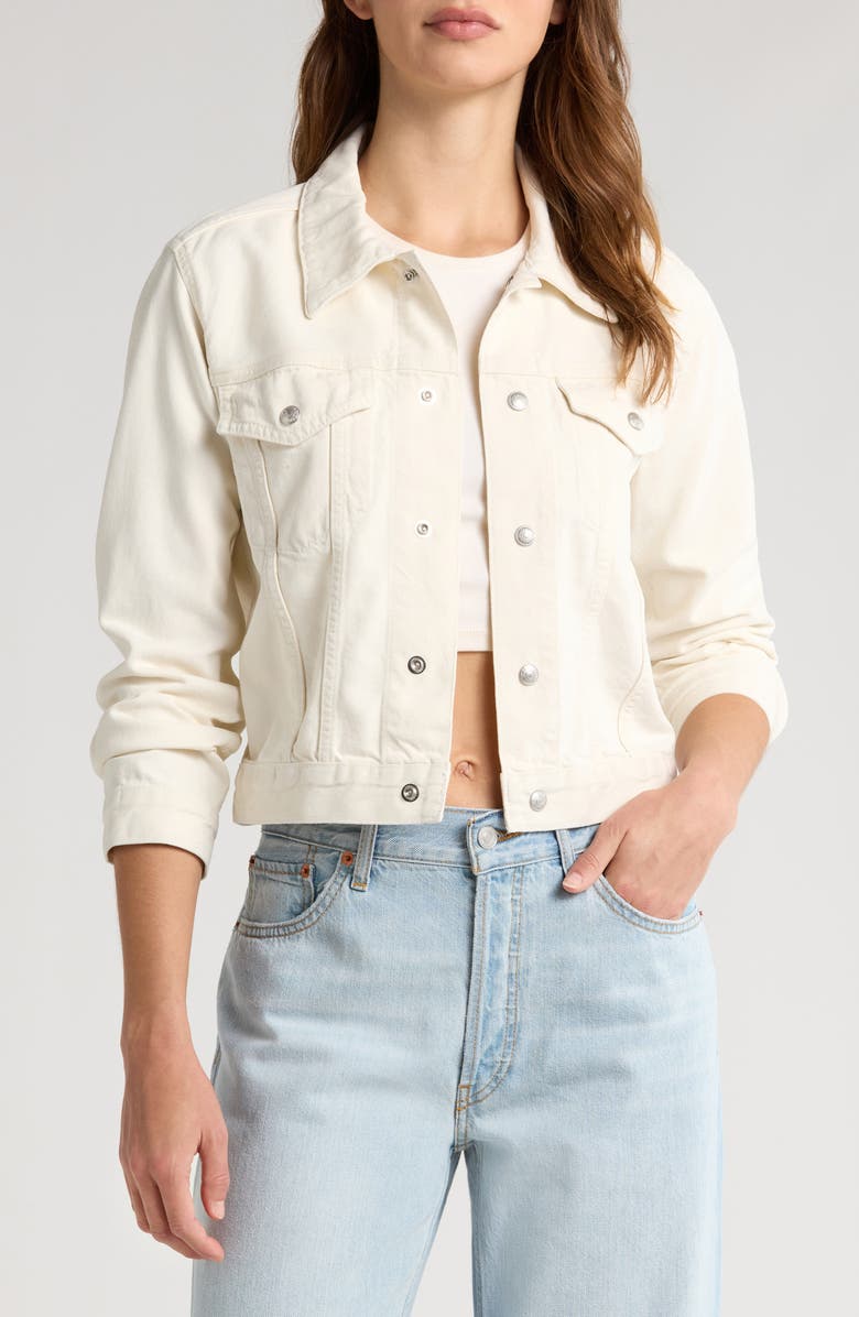 Re/Done Shrunken Denim Trucker Jacket, Main, color, 