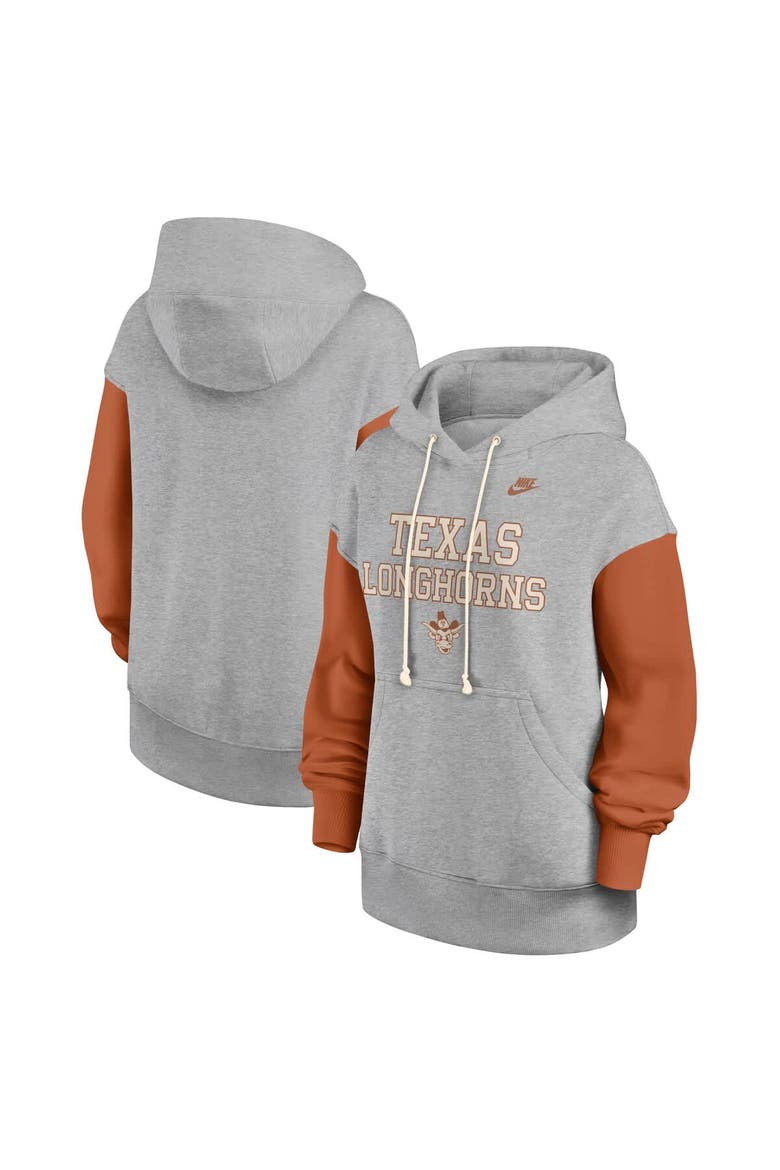 Women's Nike Heather Gray/Texas Orange Texas Longhorns Oversized Legacy Phoenix Pullover Hoodie, Main, color, Heather Gray