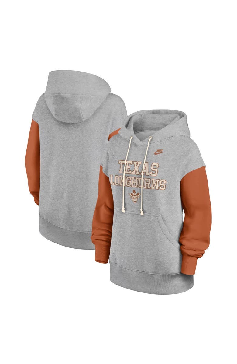Nike Women
s Nike Heather Gray/Texas Orange Texas Longhorns Oversized Legacy Phoenix Pullover Hoodie, Main, color, Heather Gray
