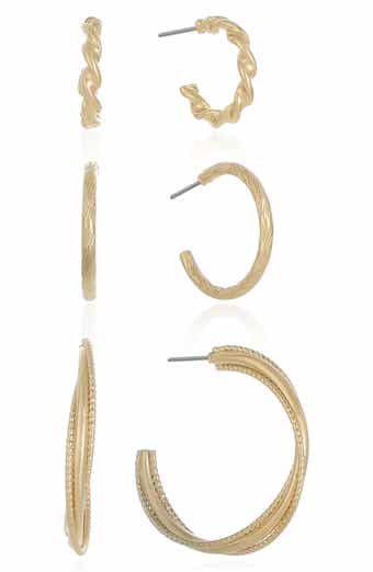 Ettika Set of 3 Mixed Hoop Earrings