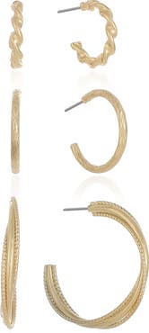Ettika Set of 3 Mixed Hoop Earrings