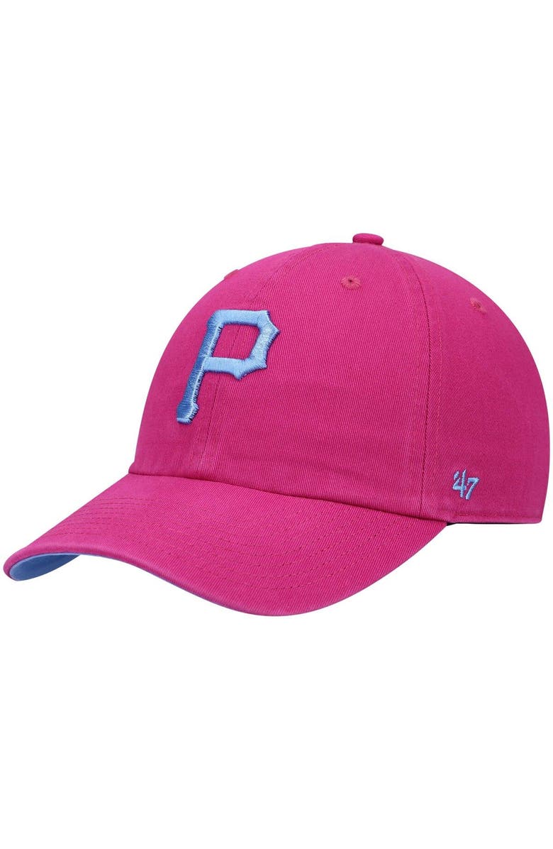 '47 Men's '47 Pink Pittsburgh Pirates Periwinkle Orchid Undervisor Clean Up Adjustable Hat, Main, color, 