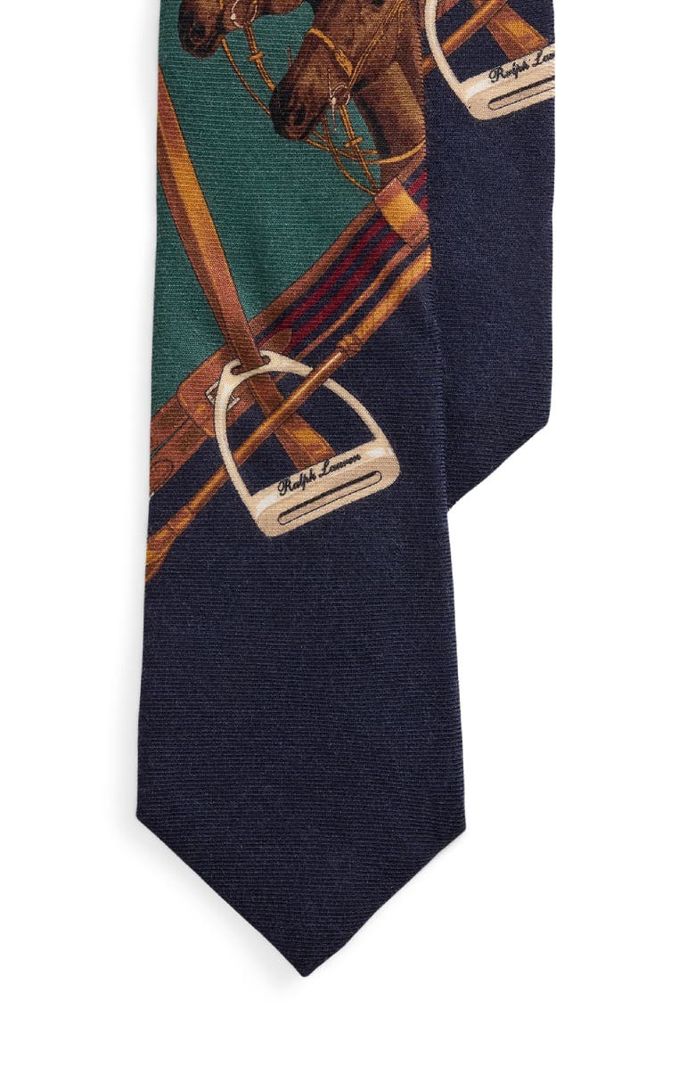 Ralph Lauren Purple Label Signature Equestrian Cashmere & Silk Tie, Main, color, Navy