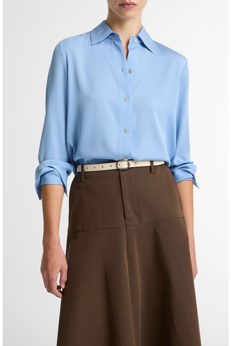 Stretch Silk Button-Up Shirt, Main, color, HYDRA