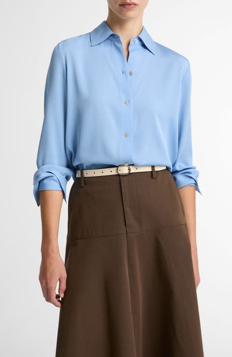 Stretch Silk Button-Up Shirt