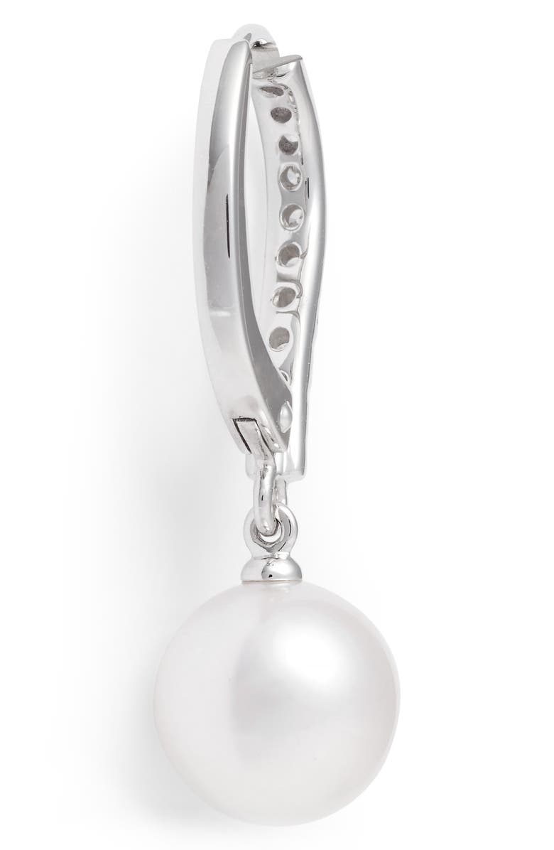 Mikimoto Diamond & Akoya Cultured Pearl Earrings, Alternate, color, White Gold