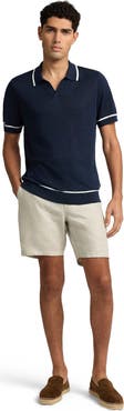 Onia Linen Johnny Collar Polo Sweater