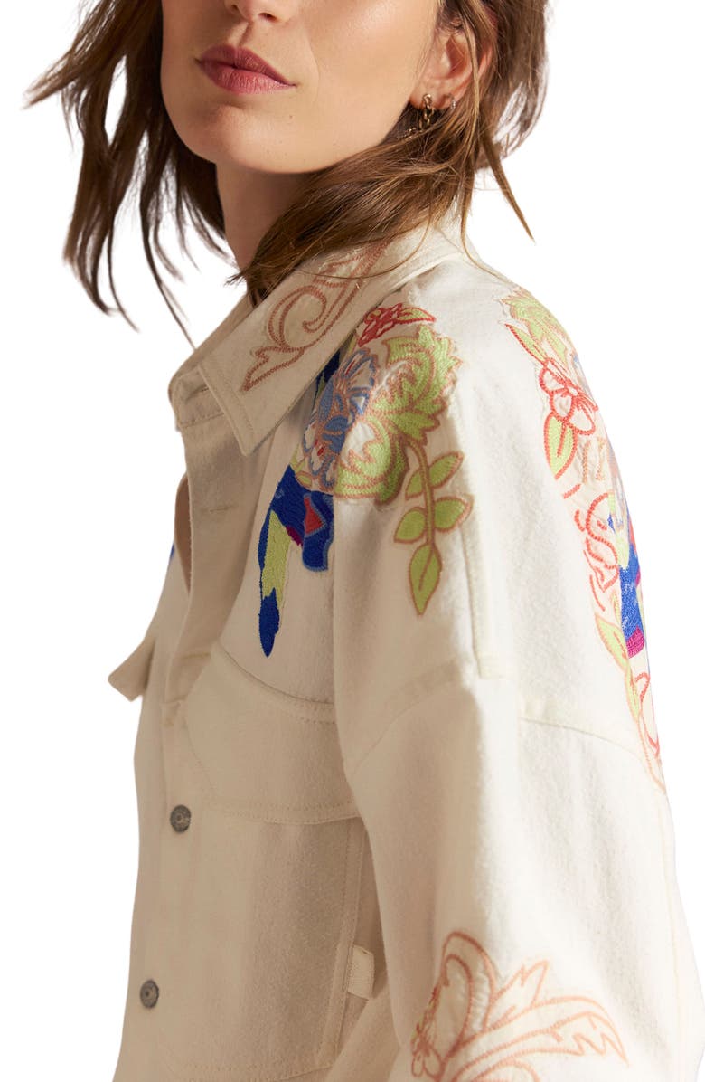 Free People Take Flight Embroidered Cotton Shirt, Alternate, color, Snow Bell Combo