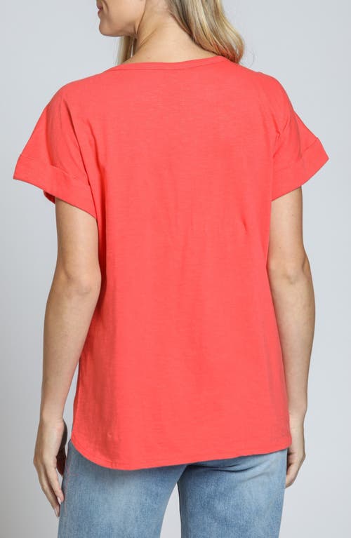 Apny High-low Hem Cuffed T-shirt In Hot Coral