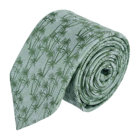 Nohea Palm Tree Linen Blend Novelty Necktie