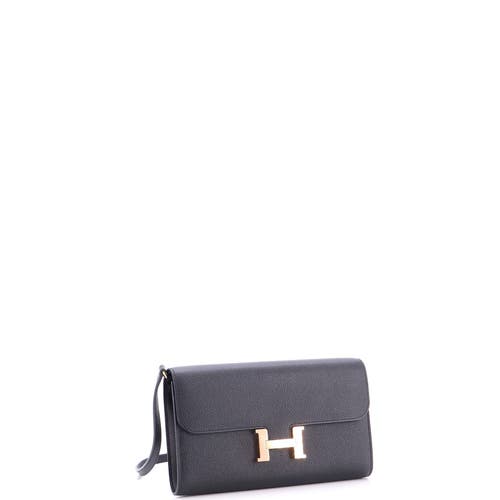 Pre-owned Hermes Hermes Constance To Go Wallet Epsom In Black