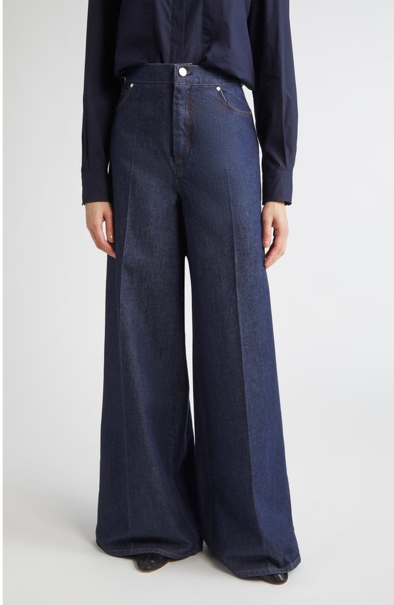 Max Mara Vega Denim Wide Leg Jeans, Main, color, Dark Navy