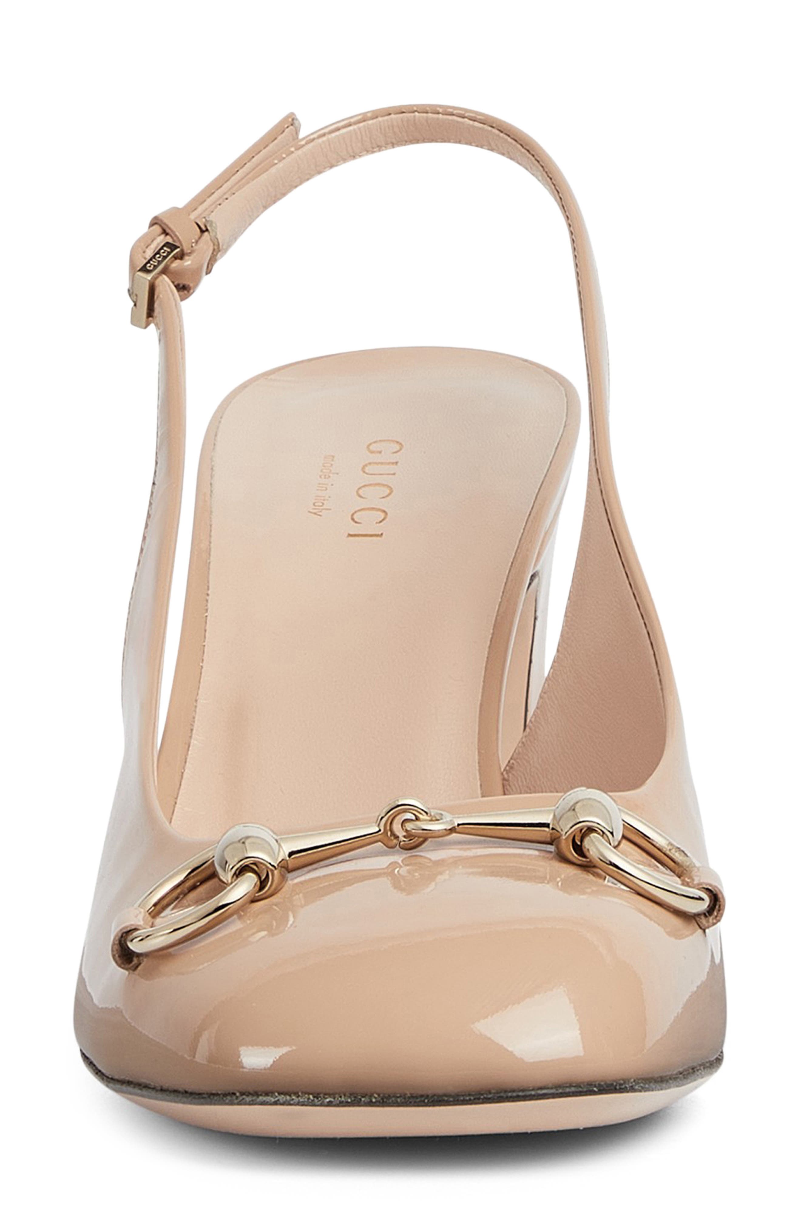 Gucci Lady Horsebit Slingback Pump, Alternate, color, Pink Sand