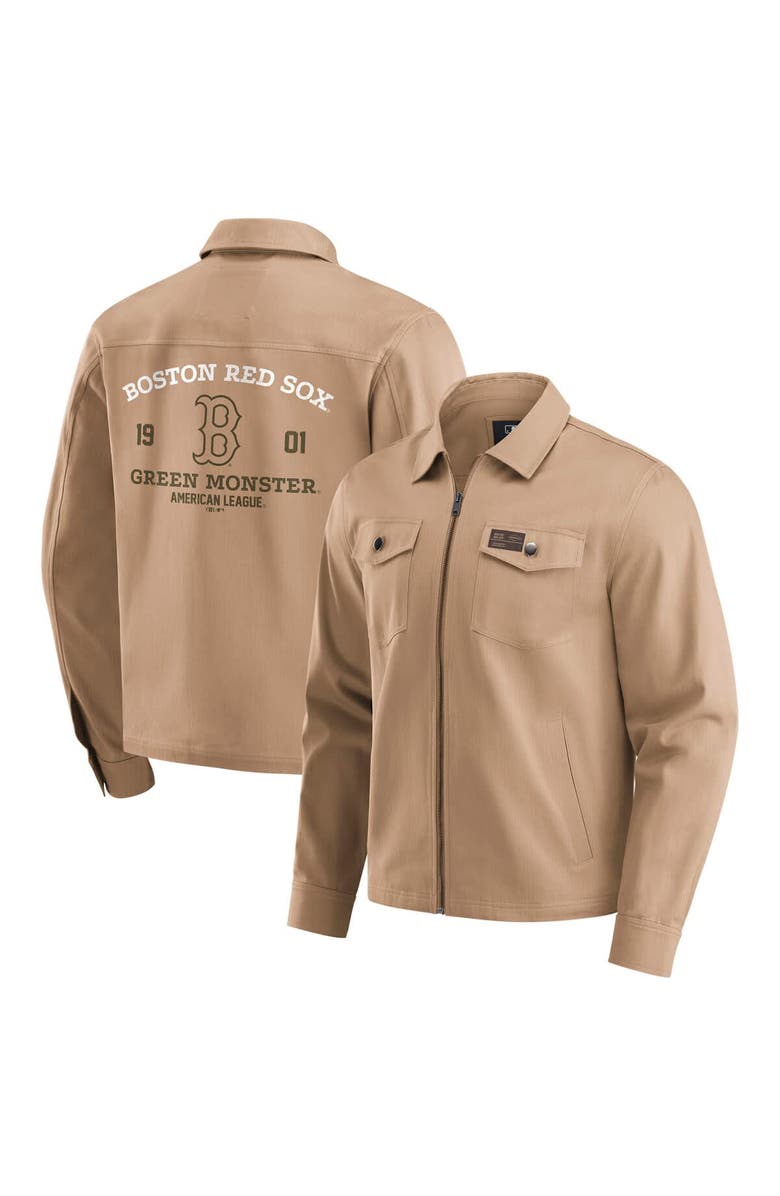 Darius Rucker Collection by Fanatics Men's Darius Rucker Collection by Fanatics  Tan Boston Red Sox Distressed Washed Full-Zip Jacket, Alternate, color, Tan
