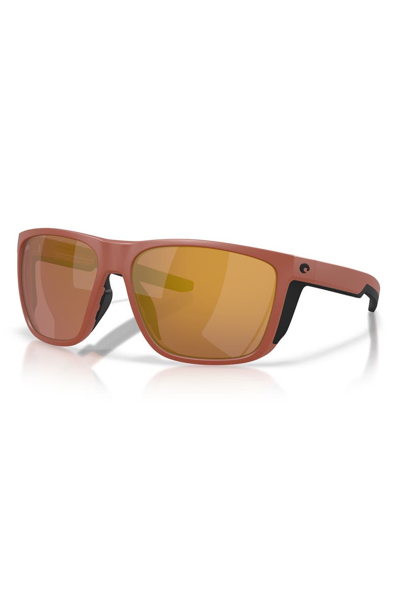 Costa Del Mar 62mm Ferg X-Large Polarized Pillow Sunglasses, Alternate, color, Matte Terra Cotta / Gold 580G