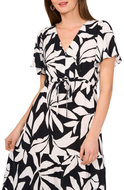 Vince Camuto Print Flutter Sleeve Maxi Dress In Multi