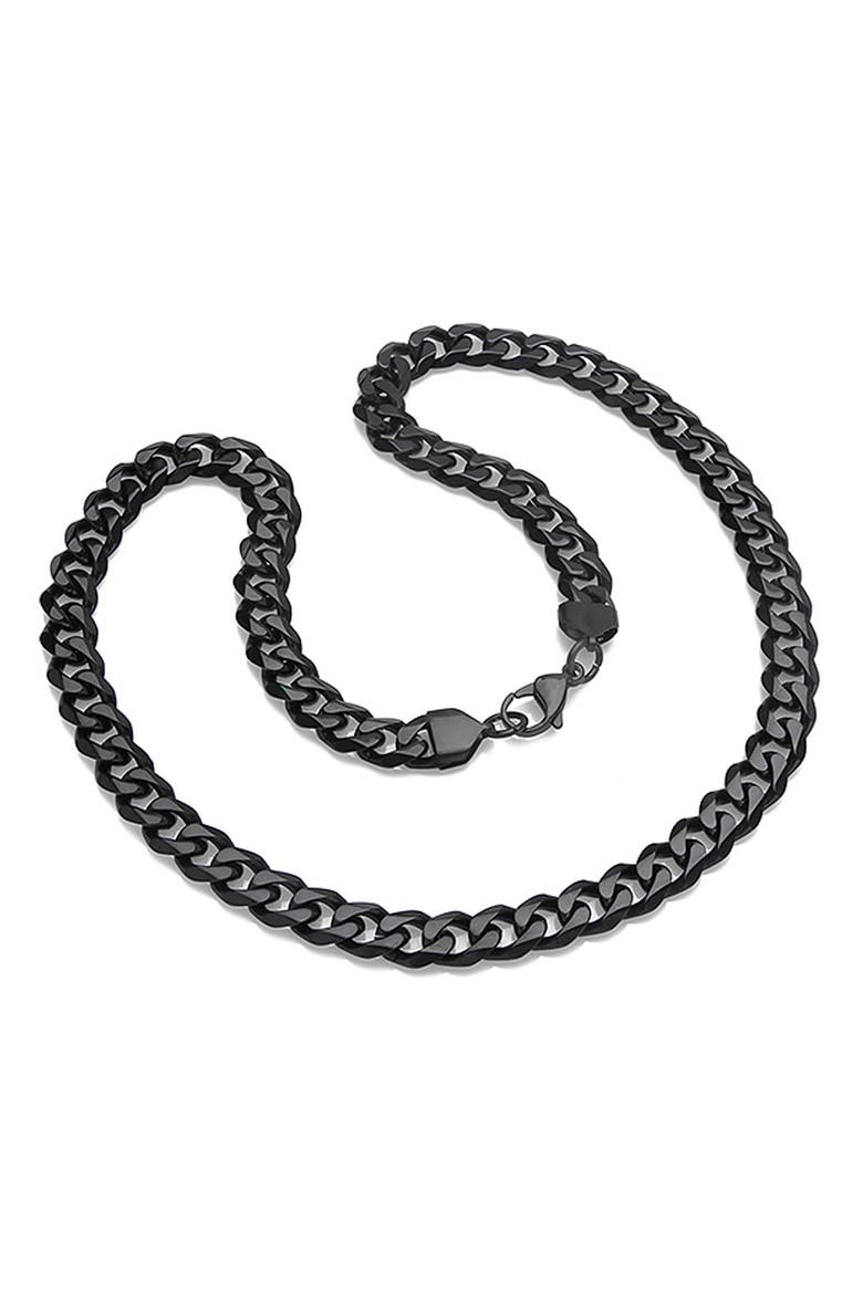 Men's Black IP Stainless Steel 24" Curb Chain Necklace, Main, color, BLACK