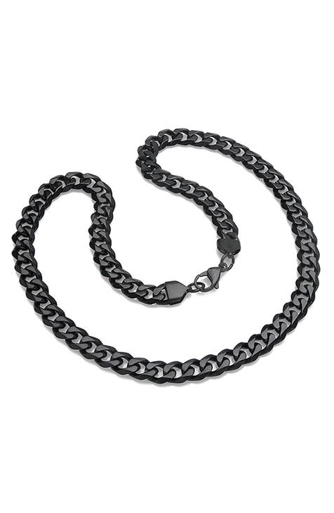 Men's Black IP Stainless Steel 24" Curb Chain Necklace