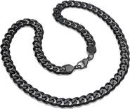 HMY JEWELRY Men's Black IP Stainless Steel 24" Curb Chain Necklace