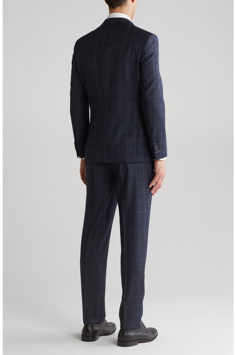 Plaid Trim Fit Wool Blend Two-Piece Suit, Alternate, color, GRAY