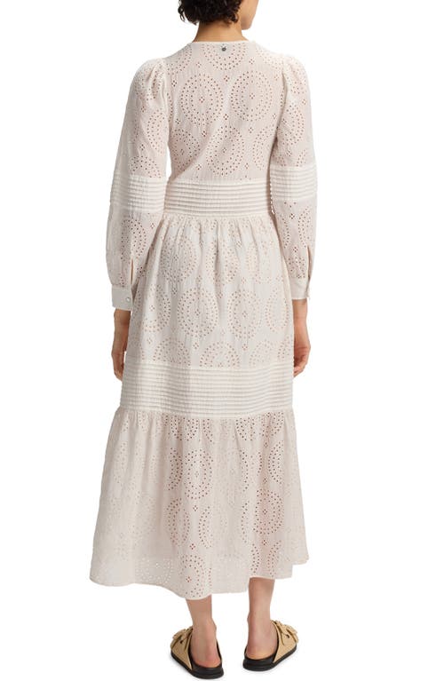 Hugo Boss Boss Orange Dabrody Long Sleeve Eyelet Midi Dress In White