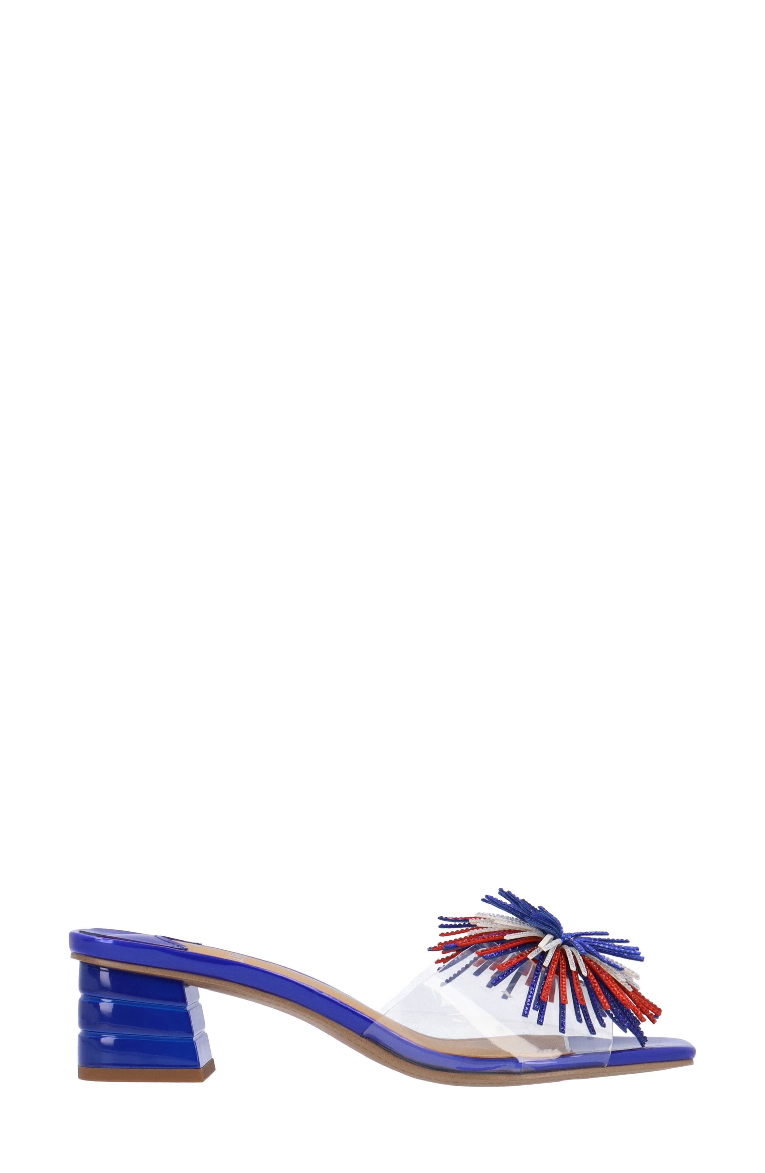 Ozara Slide Sandal, Alternate, color, CLEAR/ BLUE/ WHITE/ RED