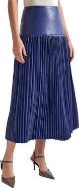 Misook Faux Leather Accordion Pleat Maxi Skirt