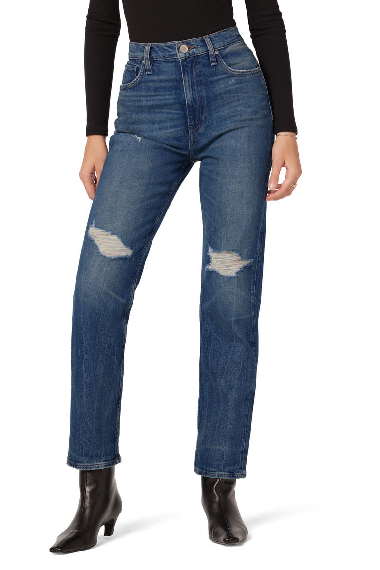 Jade Ripped High Waist Straight Leg Jeans, Main, color, ASTEROID