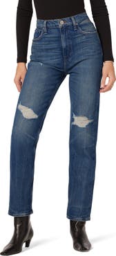 Hudson Jeans Jade Ripped High Waist Straight Leg Jeans