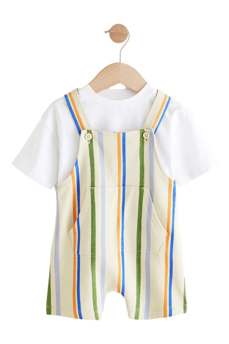 Kids' Stripe Overalls & T-Shirt Set, Main, color, NEUTRAL