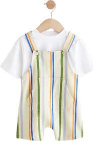 NEXT Kids' Stripe Overalls & T-Shirt Set