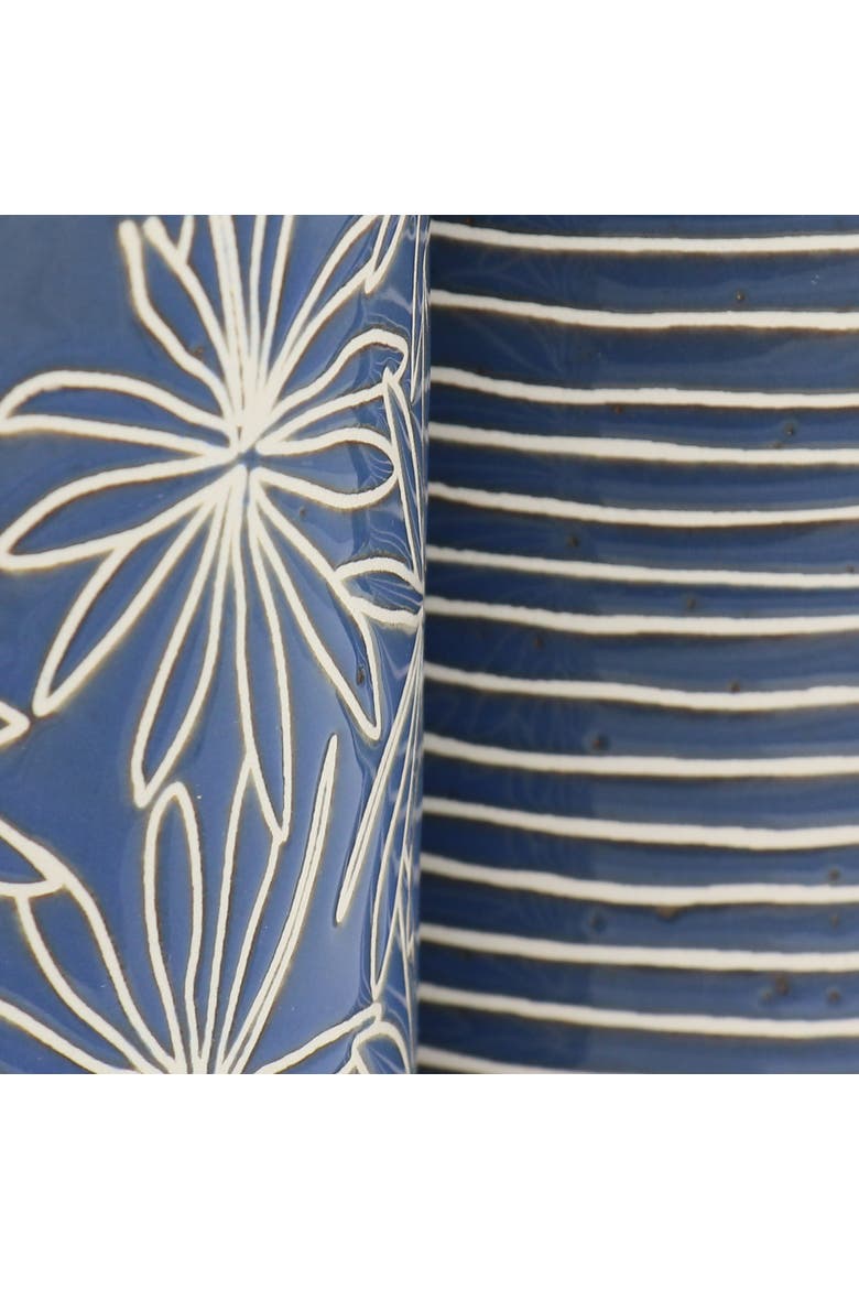 Madrina 4 Piece 19 Ounce Stoneware Assorted Designs Mug Set, Alternate, color, Blue