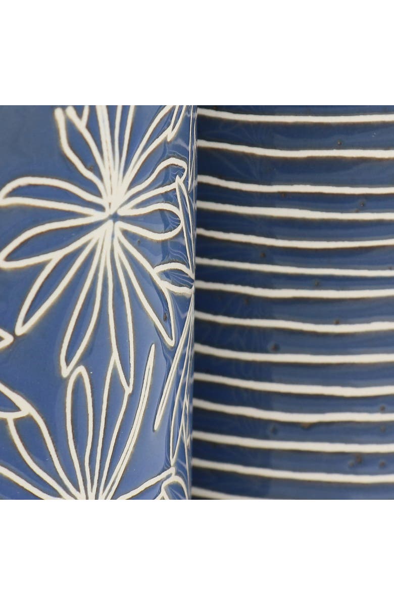 Laurie Gates Madrina 4 Piece 19 Ounce Stoneware Assorted Designs Mug Set, Alternate, color, Blue